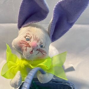 Annalee Easter Bunny Doll with Basket with Purple Ears and Bow
